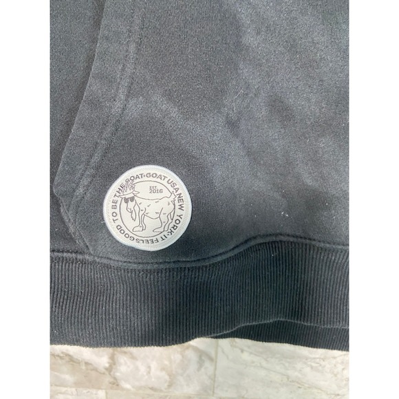 GOAT USA OG Black Hoodie Graphic Print Pullover Men's Size XS Streetwear Style - Picture 4 of 14